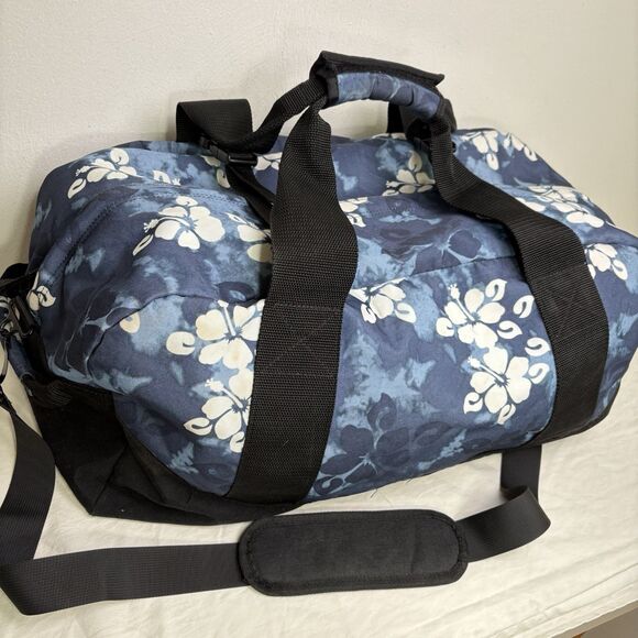 LL Bean Blue Hawaiian Hibiscus Travel Vacation Weekender Duffle Bag 22” Large - Picture 11 of 15